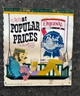 VINTAGE 1960's PABST BLUE RIBBON BEER 12 1/2" X 14"  METAL SIGN MILWAUKEE WI.