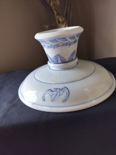 Vintage Chinese Tazza (Pedestal Dish) Vintage, Blue & White Compote Cake Stand - Picture 9 of 14