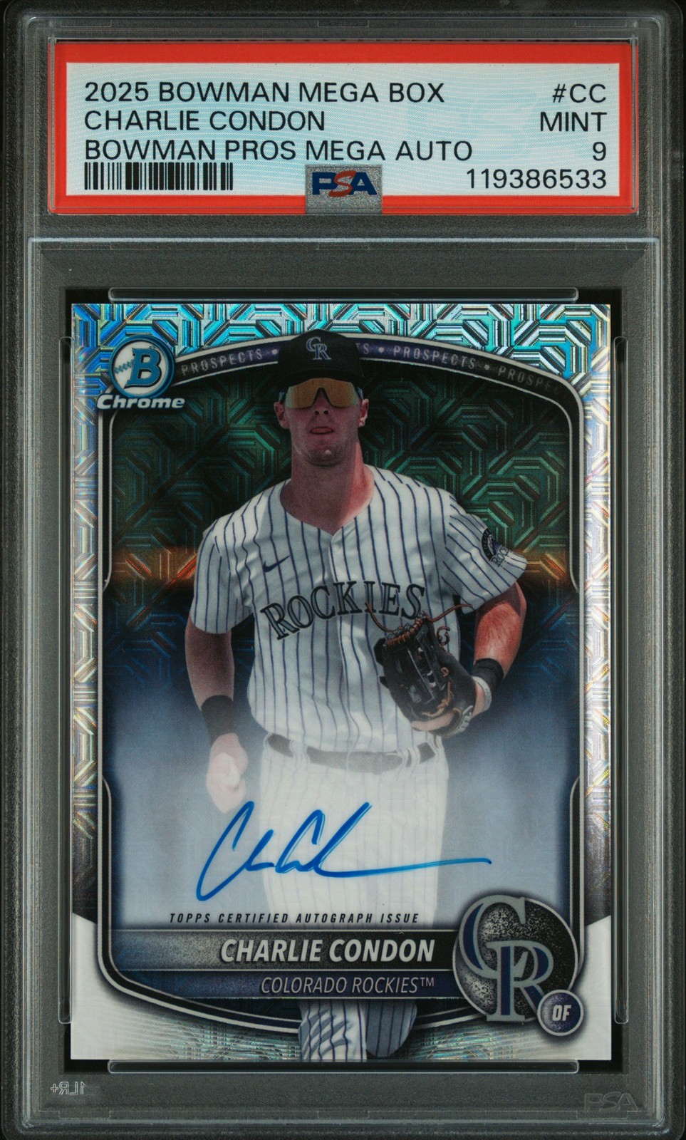 Charlie Condon 2025 Bowman Mega Box Bowman Prospect Mega Autographs #CC PSA 9