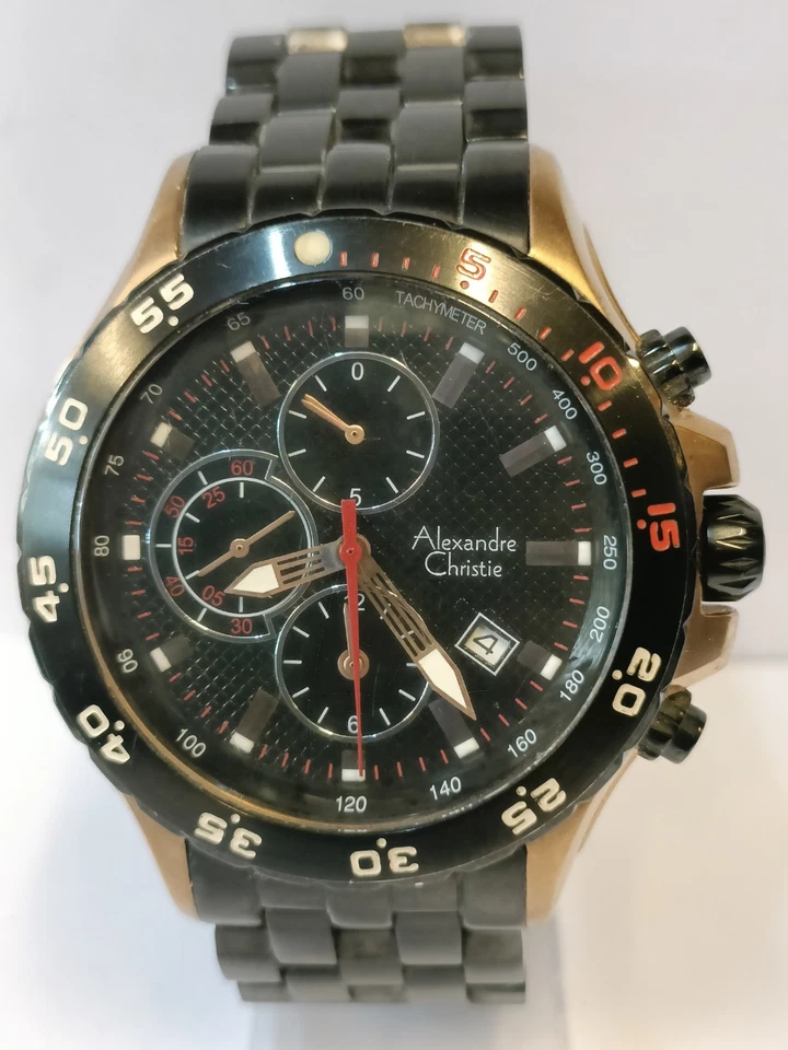 ALEXANDRE CHRISTIE CHRONOGRAPH QUARTZ BLACK DIAL 6092MC MEN'S FULL WORKING - Image 3 of 4