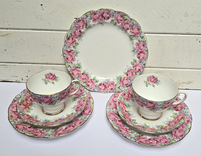 Vintage Royal Standard Rose of Sharon 2 Trio sets + 8'' plate Tea for Two - 7 pc