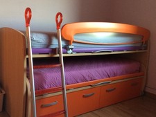 Letto a castello MORETTI COMPACT Space Big Colore Faggio/Viola/Arancio 