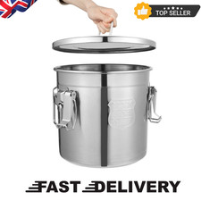 Airtight Rice Bucket 304 Stainless Steel Canister Food Storage Containers 12L UK