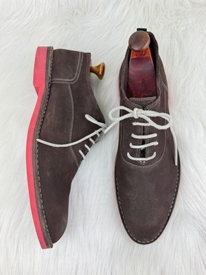 Heschung 1934 Veritable Cousu Suede Oxford Shoes Brown Red Sole US 11.5