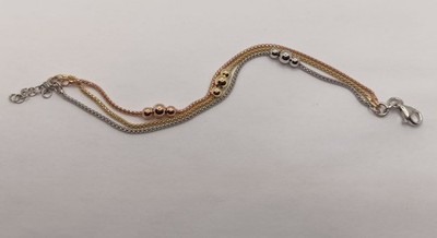 ARMBAND SILBER DREI FÄDEN DREIFARBIG KUGELN MM 4 MM 5 CM 17-19 EXPLOIT