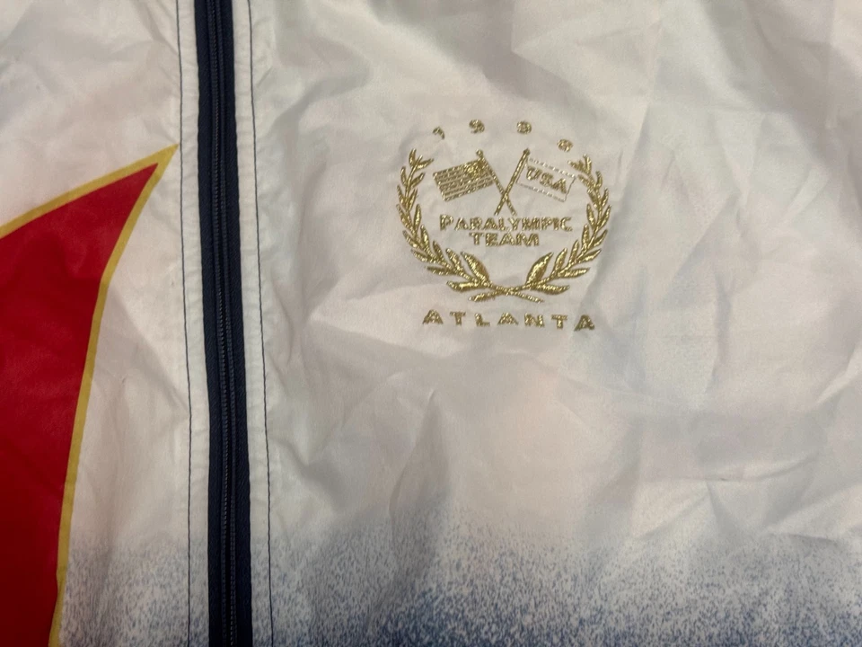 Sz Large Vintage Atlanta 1996 White USA Olympics Paralympic Team Full Zip Jacket - Image 3 of 4