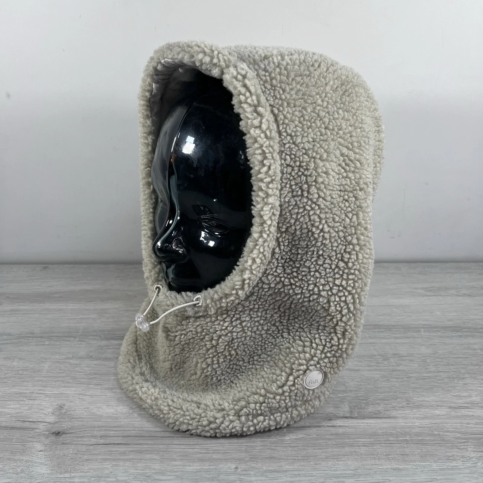 Folk Balaclava Snood Women's One Size Beige Sherpa Teddy Fleece Winter