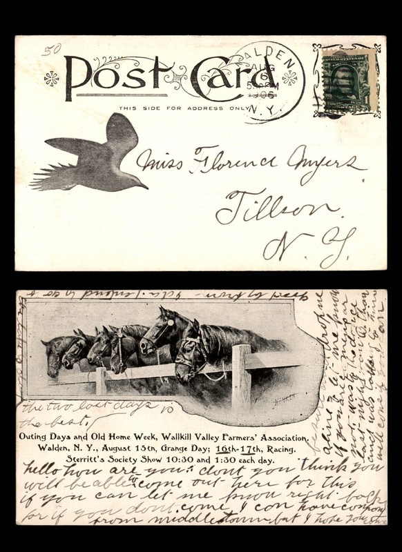 Mayfairstamps US 1906 Malden to Tillson Horses Postcard cca_05625