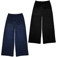 Ladies Wide Leg Denim Trousers ex M S High Elasticated Waist Pockets New UK Size