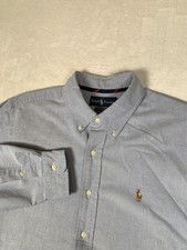 Ralph Lauren Shirt Mens Large Light Blue Classic Fit Long Sleeve Flesh Pony