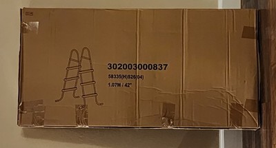 Bestway 58335H-S26 42 Inch 1.07 M Above Ground Pool Ladder Gray New in Box