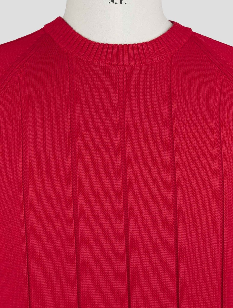 NEW GRAN SASSO RED COTTON SWEATER CREWNECK US 40 - EU 50