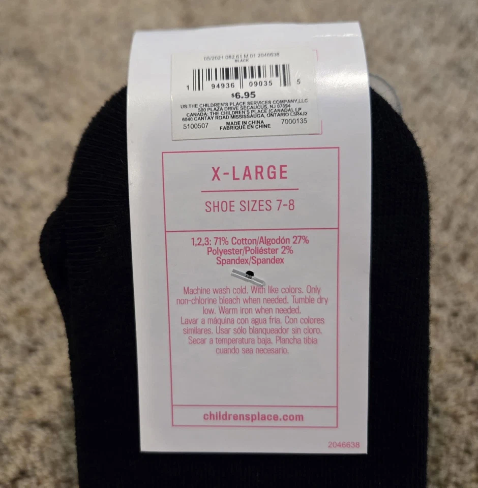 Paquete de 3 calcetines The Children's Place Girls No Show talla XL 7-8 lote de 3 negros Foto 3 de 3