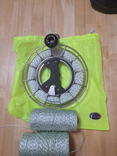 Kite Reel Stainless Steel 10"- Diameter + Line + Lock + Metal Swivel + HD Bag