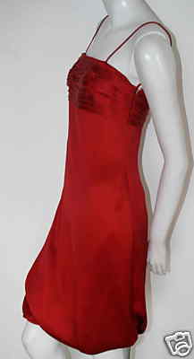 GIORGIO ARMANI Red Satin Silk Bubble Dress NEW 40 or