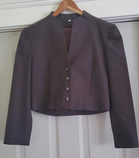 Vintage Peabody House International Wool Bolero Jacket Pinstripe Black Sz. 13/14