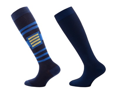 Ewers Kniestrümpfe 2er Pack Streifen uni tinte blau