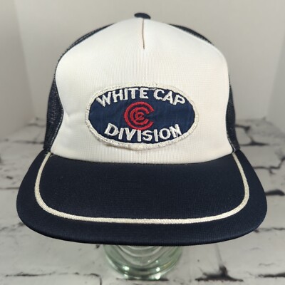 White Cap Division Vintage Snapback Trucker Hat With Patch Adjustable Ball  Cap