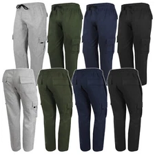 Cargo Sweatpants 6 Pocket Men Open Pant Leg Thermal Jogger Fleece Flannel Sm-4XL