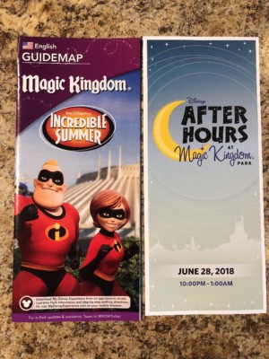 Walt Disney World Magic Kingdom After Hours Map Set June 28, 2018 Incredible Sum