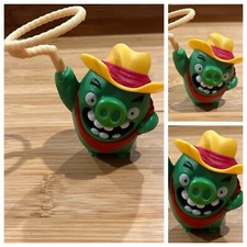 2016 McDonald  s Angry Birds Movie Lasso Pig 10 Happy Meal Toy Cowboy Green Pig