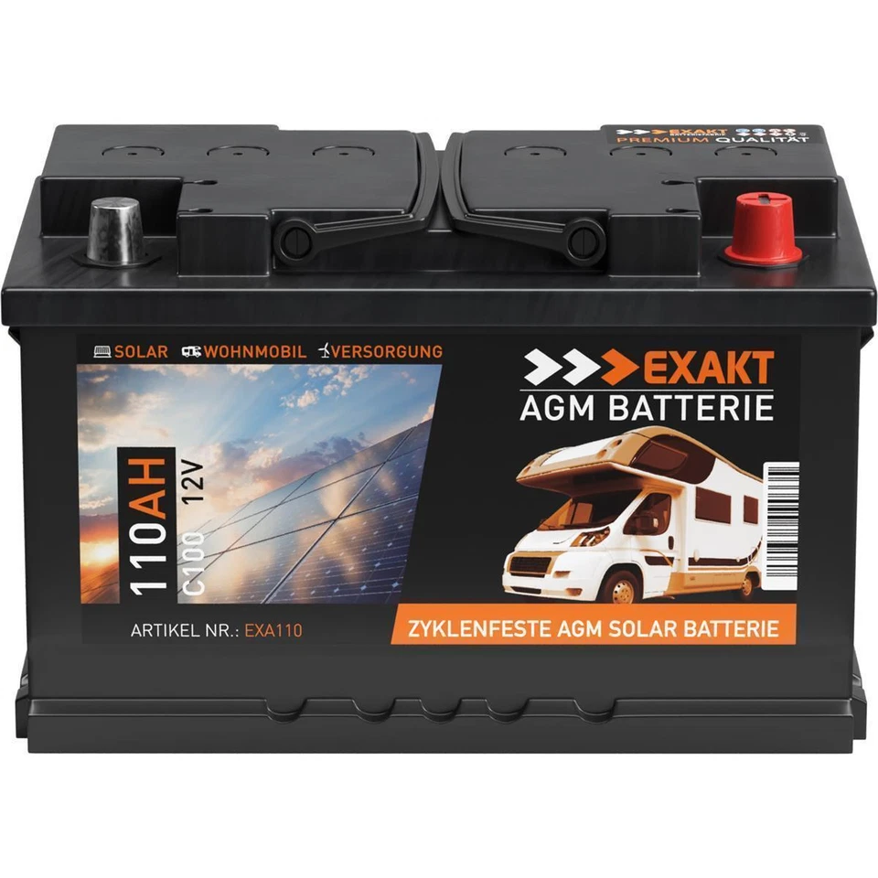 AGM Solarbatterie 110Ah 12V Wohnmobil Versorgung Boot Solar Batterie Gel 100Ah - Bild 2 von 4