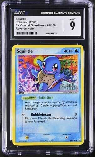 LOW POP! Stamped Pokemon Squirtle 64/100 | CGC 9 | 2006 | EX Crystal Guardians | - Picture 1 of 2