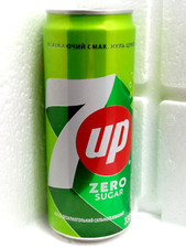 7UP Zero Sugar Empty Soda Can 330ml Ukraine 2024 Bottom Open Ultra-Rare