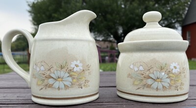 3pc Royal Doulton Florinda Cream Sugar Bowl Lid Set Lambethware LS 1042