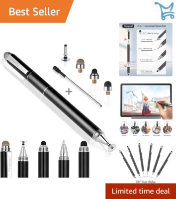 Black 4-in-1 Stylus Pen Versatile Design for Laptops and
