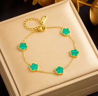 SchöNes Armband Blume Flowers GrüN Bracelet Schmuck Gold Plattiert (Vergoldet)