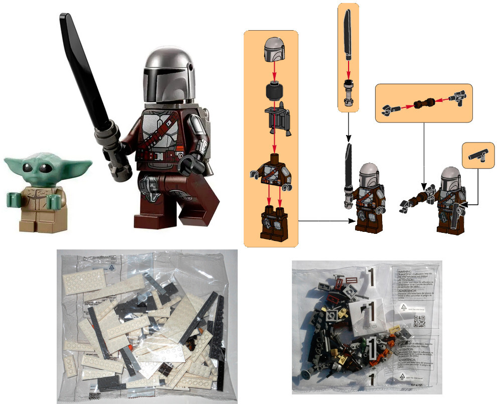LEGO Mandalorian Grogu minifigures Darksaber (NEW NEVER BUILT) 75299  75348