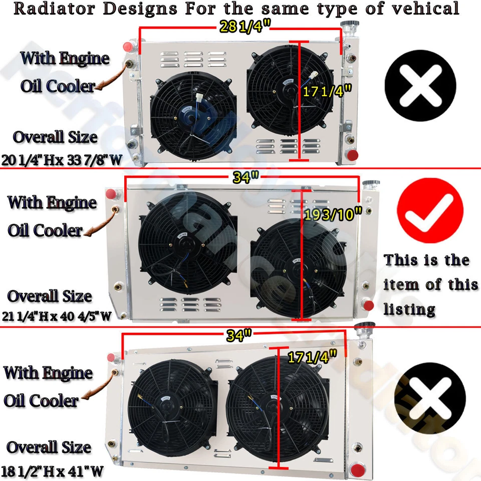 4 Row Radiator Shroud Fan For Chevy/GMC C/K C2500 K3500 7.4L V8 1988-2000 Foto 2 de 4