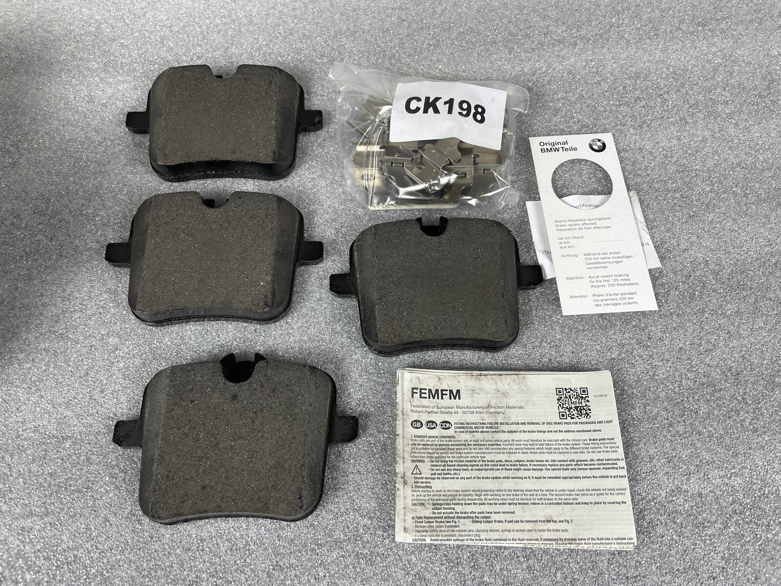 ORIGINAL NEW BMW M5 M8 F90 F93 REPAIR KIT, BRAKE PADS ASBESTOSFREE