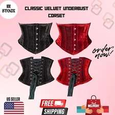 Velvet  Steel boned Underbust Corset  Body Shapewear Waist Trainer