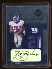 TIKI BARBER 2005 LIMITED THREADS AUTO PATCH #D /21 AUTOGRAPH TO PLAYER JERSEY #