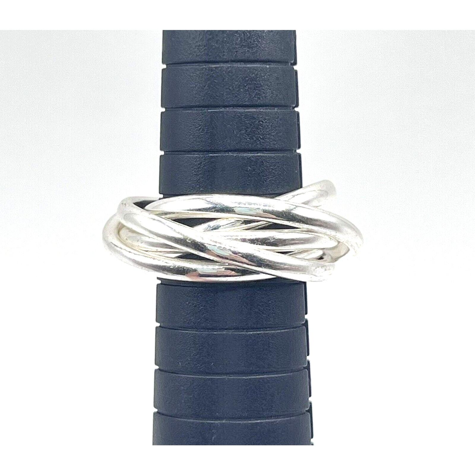 Unique Interlocking Silver Plated Band Rolling Ri… - image 2