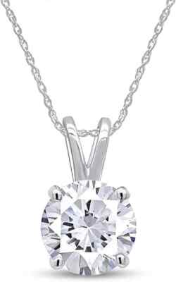 2.00 Ct GIA Authenticated Lab Grown Diamond Solitaire Pendant Necklace 14K Gold