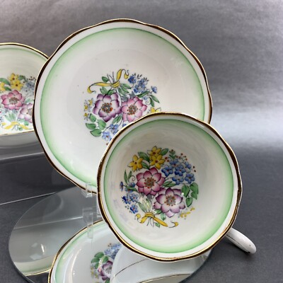 ONE Royal Albert c1935 Mint Green Vintage China Tea Cup & Saucer England BX2
