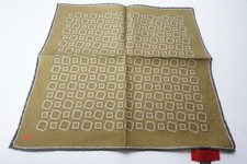 Isaia Olive Green Geometric Pattern 100 Flax Linen Pocket Square Made in Italy