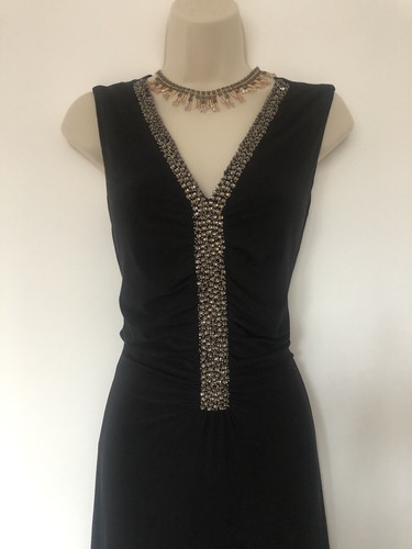 Dress Laura Ashley Black Long Embellished Size 12 Party Wedding - Picture 2 of 12