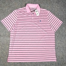 Polo Ralph Lauren Performance Polo Mens XL Pink Striped NWT Stretch Golf Shirt