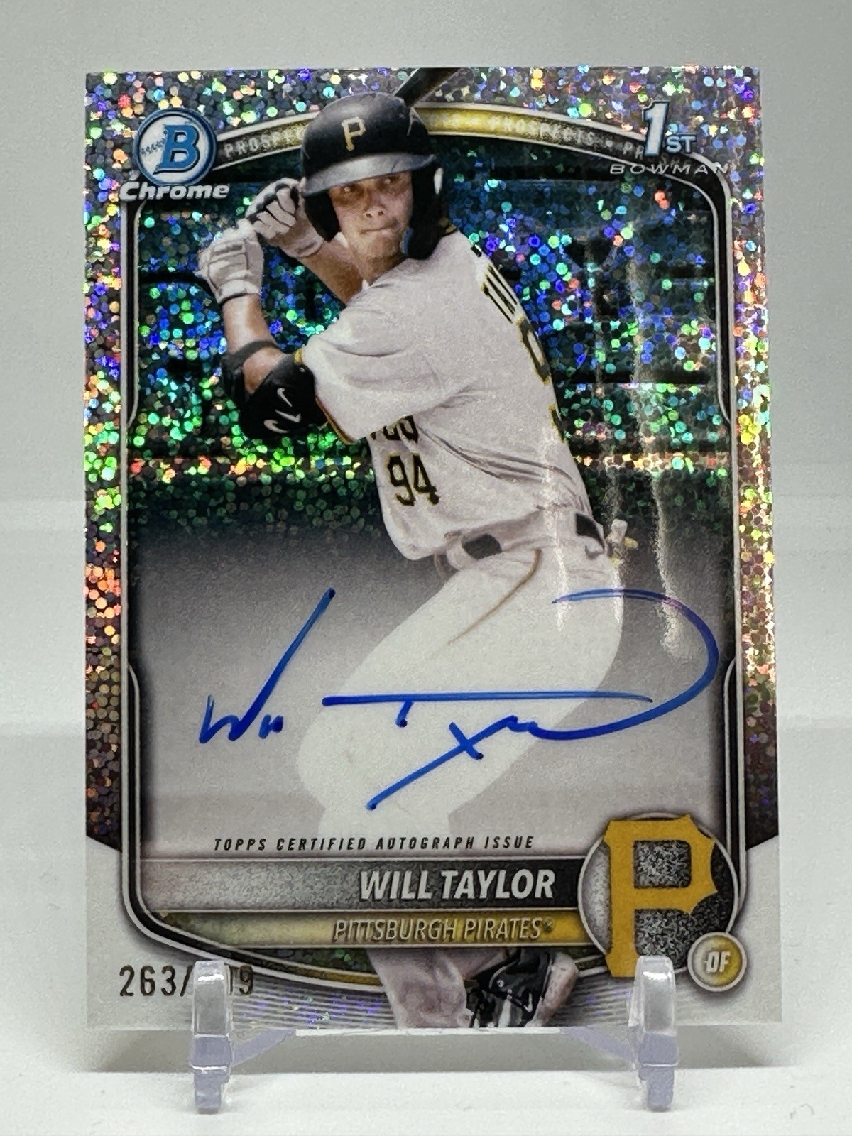 Will Taylor 2025 Bowman Chrome Speckle Refractor 1st Prospect Auto /299