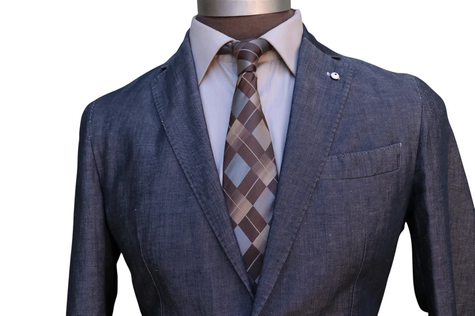 LBM 1911 Limited Edition Gray Linen Cotton Two Button Blazer Jacket 40R - Image 3 of 4