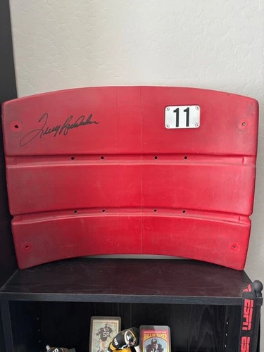 Terry Bradshaw Signed Stadium Seat Pic of him signing plus COA