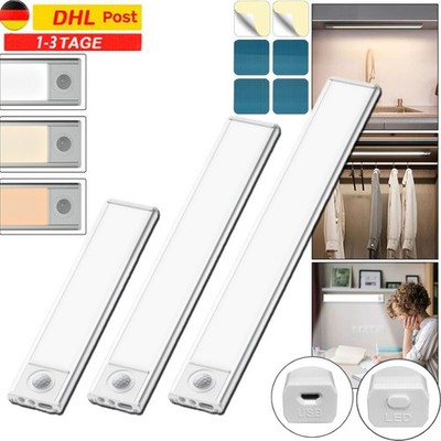 LED Unterbauleuchte Lichtleiste Küchen USB Schrank Sensor Nachtlicht Lampe AKKU