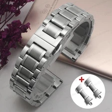 12-24mm Solid Stainless Steel Watch Band Strap Flat Arc End Butterfly Clasp Univ