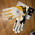 Reebok NFL Equipment Breeze Grip Football Gloves - White/Gold - Men’s Size L