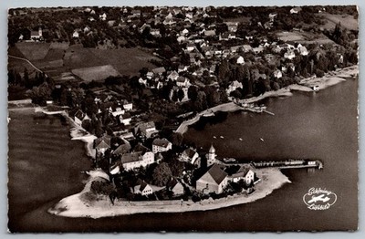 Aerial View Halbinsel Wasserburg Bodensee Germany Real Photo Postcard