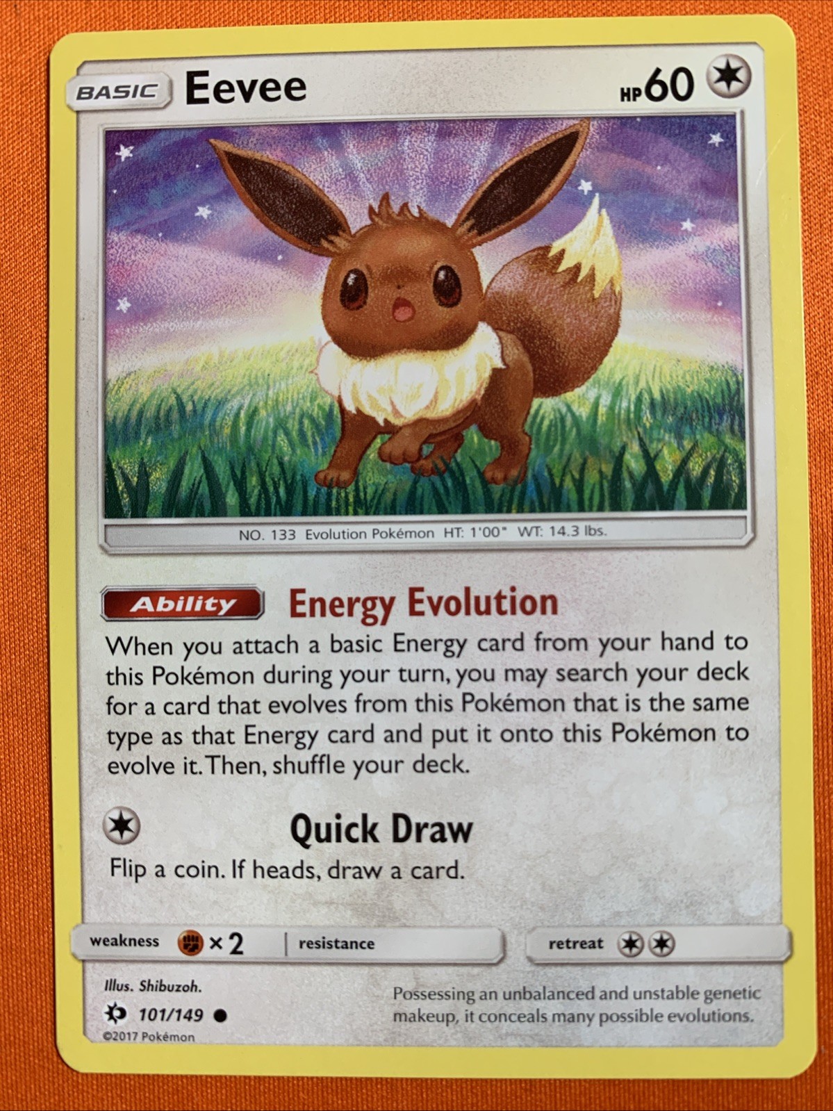 Eevee 101/149 Common Sun & Moon Base Pokemon Card * Near Mint